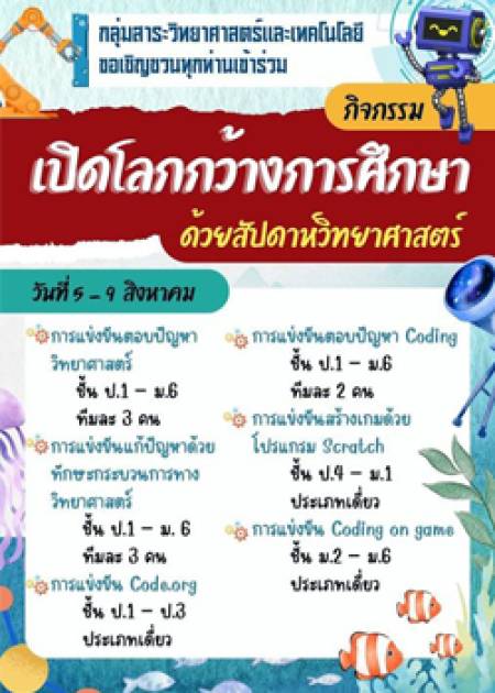 กิจกรรมดีๆมาอีกแล้ว …..จากกลุ่มสาระการเรียนรู้วิทยาศาสตร์และเทคโนโลยี